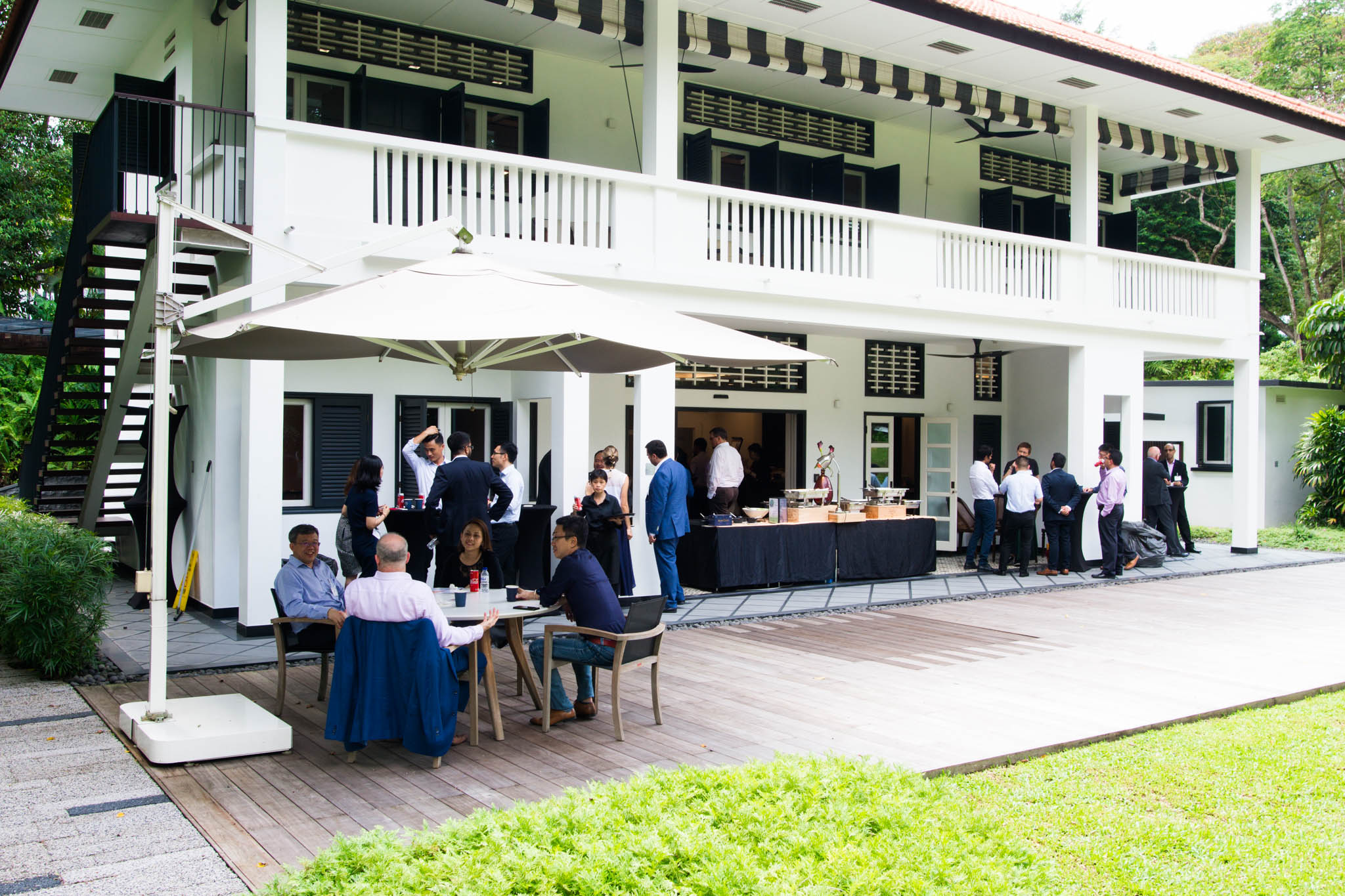 Trascent APAC Conference breakout networking and food outside venue building