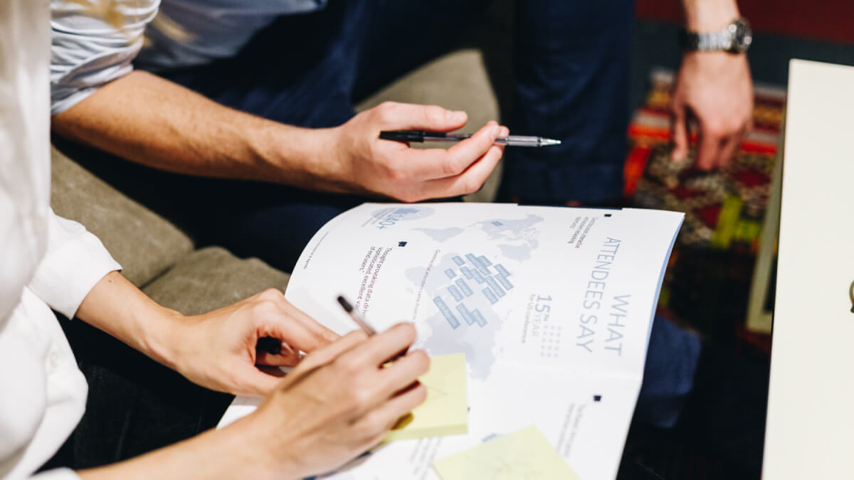 two people working on a presentation