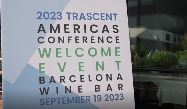 Trascent poster in the lobby at the Trascent Annual CRE/FM Americas Conference